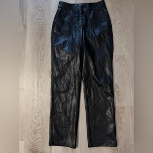 Babaton Leather Black Straight Leg Jeans